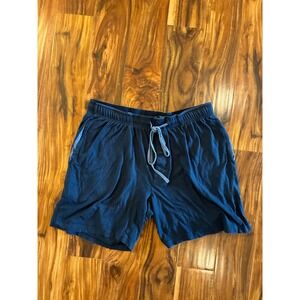 Hanes X-Temp Mens Navy Blue Cotton Knit Lounge Sleep Shorts Size Large L Pocket‎